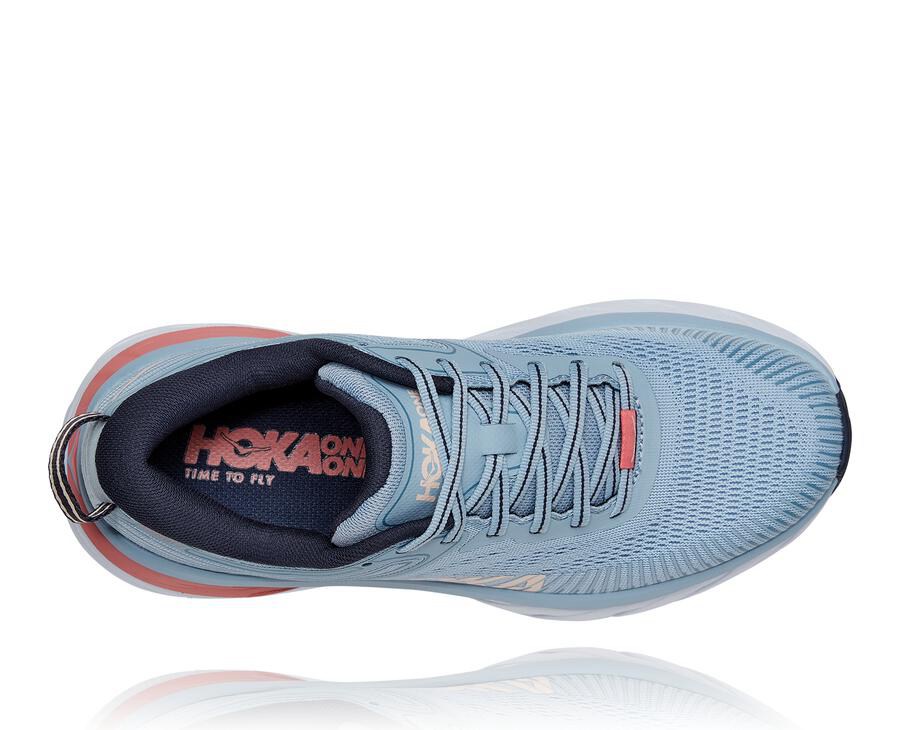 Hoka One One Running Shoes Womens Blue - Bondi 7 - 71048WIAS